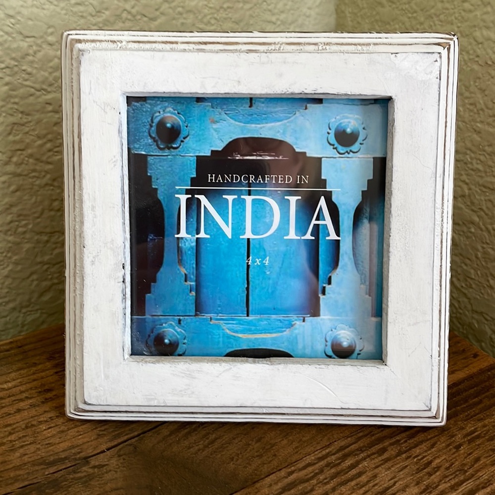 New Rustic White 4”X 4” desk frame, handcrafted in India